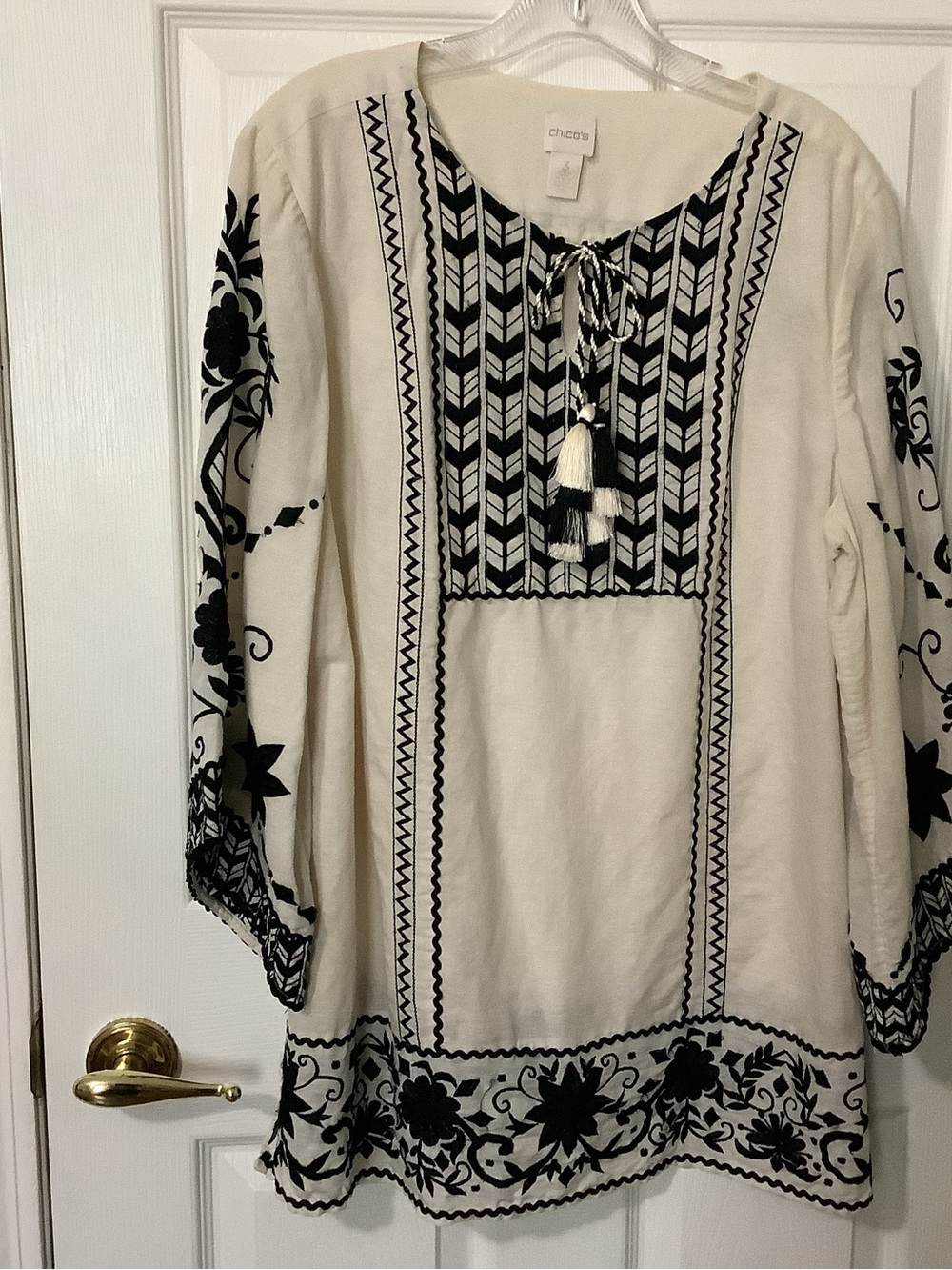 Chico's Embroidered Tunic Dress 3 or XL Boho